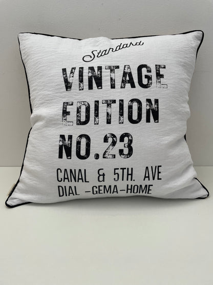 Standard Vintage Cushion Cover with Black Piping