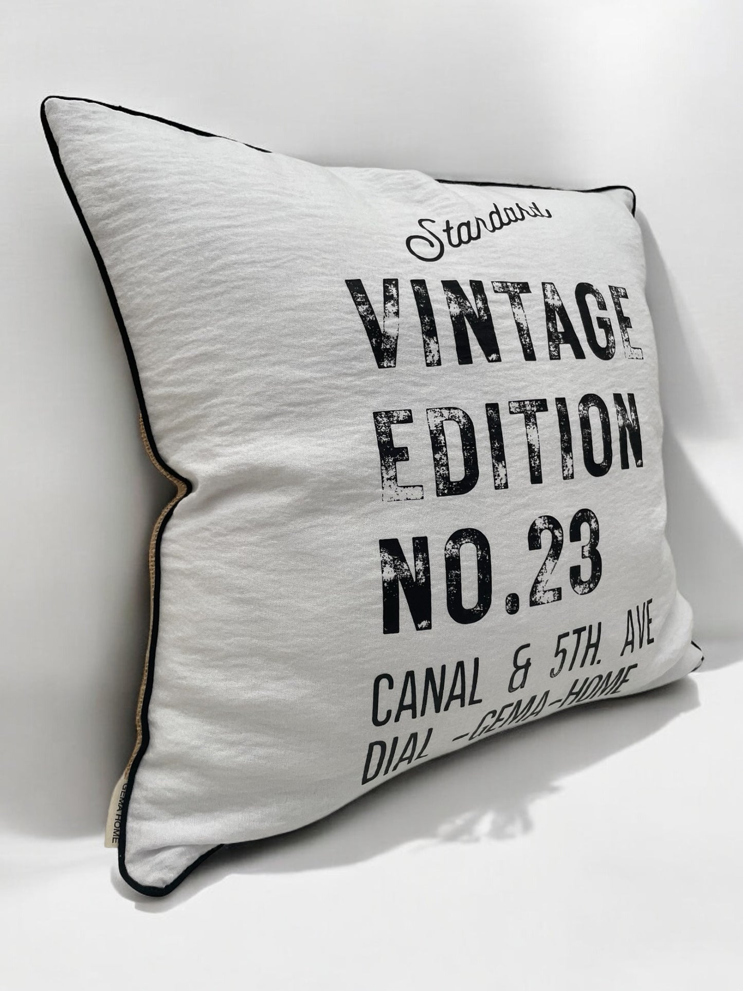 Standard Vintage Cushion Cover with Black Piping