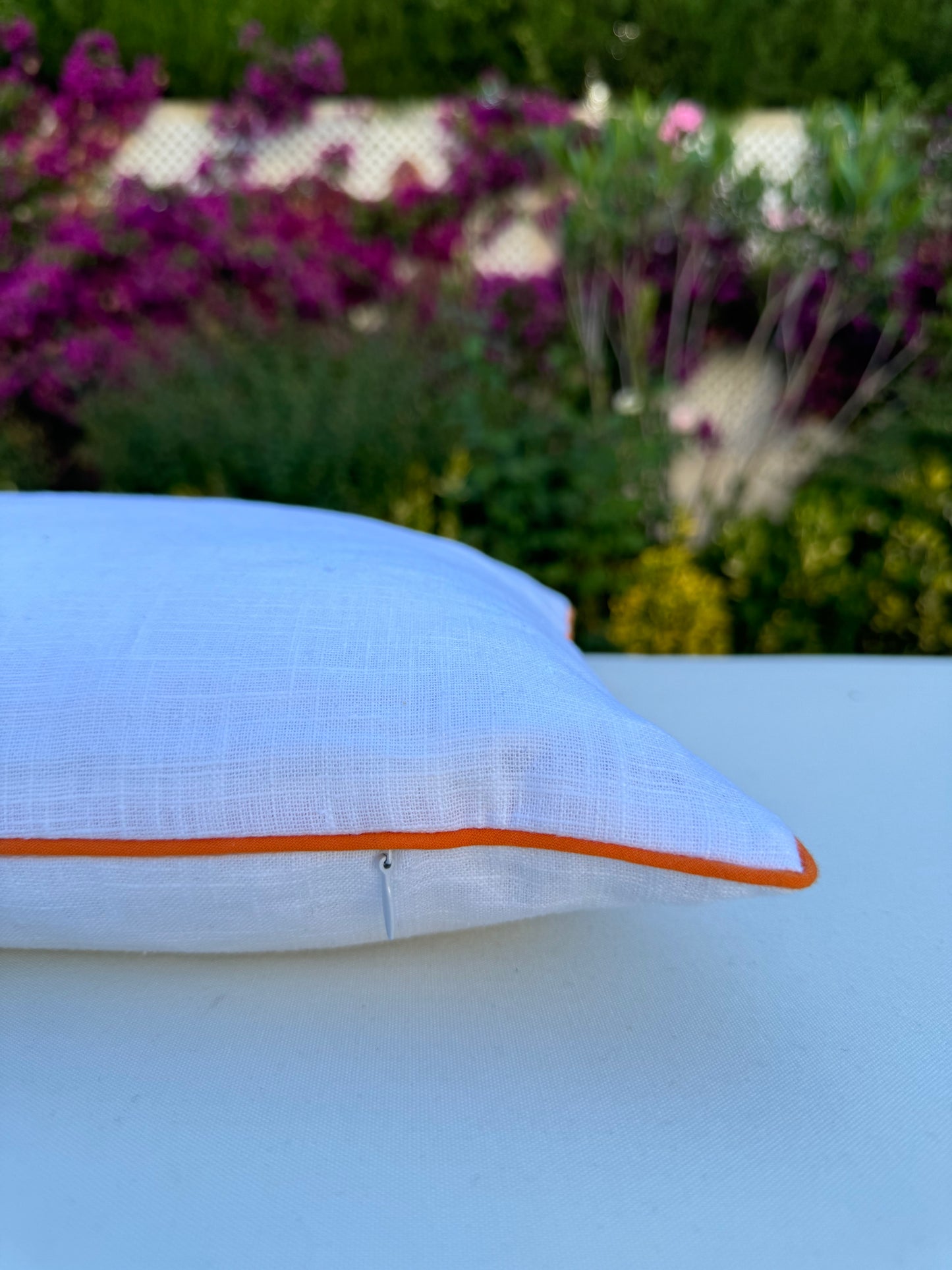 AMALFI cushion cover with orange trim